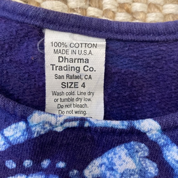 VNTG Batik Girls Dress Moon & Stars Long Sleeve Cotton Tie Dye Hand Made Size 4 - Picture 6 of 8